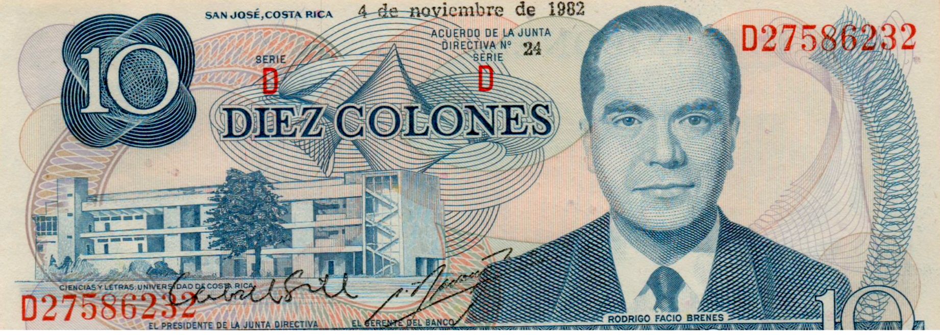 Costa Rica 10 1982 UNC P-237/b